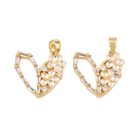 Латунные микро проложить кубического циркония подвески, сердце прелести, со смолевыми бусинами