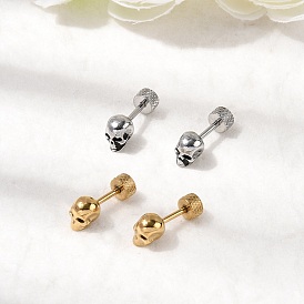304 серьги-гвоздики в форме черепа из нержавеющей стали, без кадмия, без никеля и без свинца, ионное покрытие (ip)