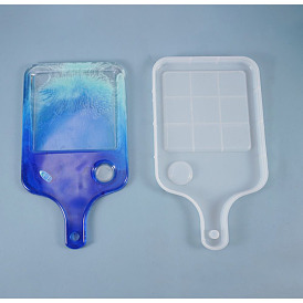 Rectangle with Pattern Handle Dinner Plate Silicone Molds, Resin Casting Tray Molds, For UV Resin, Epoxy Resin Craft Making