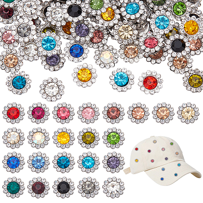 184шт 23цвета цветок пришитые стразы, стекло горный хрусталь, многожильные звенья, аксессуары для одежды