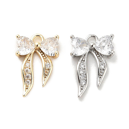 Латунные микропаве прозрачные кубические циркониевые подвески, без кадмия, без никеля и без свинца, со стеклом, бантом