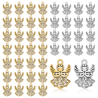 100 шт 2 цвета подвески из сплава в тибетском стиле, без кадмия и без свинца, ангел