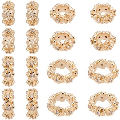 20 шт. 2 стили латунные микро-паве кубические циркониевые европейские бусины, бусины с большим отверстием, маргаритка