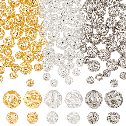 120шт 6 стиль латунные бусины, долговечный, без свинца и без кадмия, полые Rondelle