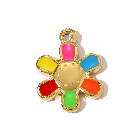 304 нержавеющей стальной эмали подвески, цветочный шарм, ионное покрытие (ip), реальный 18 k позолоченный
