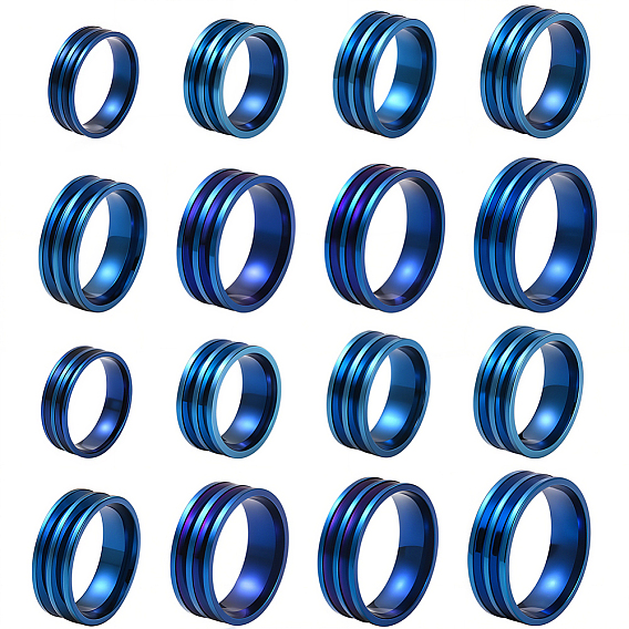 16 шт. 8 стили кольцо для пальца из нержавеющей стали с рифлением