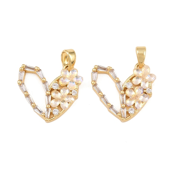 Латунные микро проложить кубического циркония подвески, сердце прелести, со смолевыми бусинами
