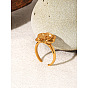 304 Stainless Steel Cuff Open Rings for Women, Flower