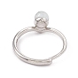 Natural Gemstone Adjustable Rings, Platinum Tone Brass Finger Rings for Women