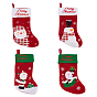 4 шт 4 стиль ткань рождественский чулок подвесное украшение, конфеты подарочный пакет, для украшения елки