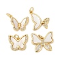 Латунные микро проложить кубического циркония подвески, бабочки прелести, с раковиной и прыгать кольцо, без кадмия и без свинца, прочное покрытие, стойки покрытие