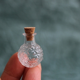 Round Empty Lanugo Storage Glass Wishing Bottle, Mini Fetal Hair Keepsake Container, with Cork Stopper