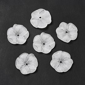 Transparent Acrylic Bead Caps, 5-Petal, Frosted, Flower