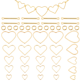 PandaHall Elite Brass Heart Linking Rings and Link Connectors