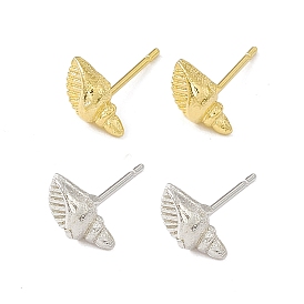 Brass Shell Shape Stud Earrings for Women, Cadmium Free & Lead Free