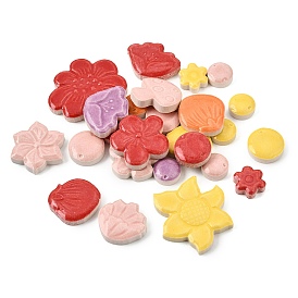 Handmade Porcelain Cabochons, Ceramic Mosaic Tiles, Flower & Mushroom