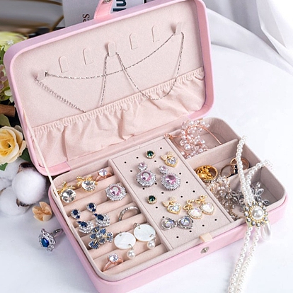 Imitation Leather Box, Jewelry Organizer, for Necklaces, Rings, Earrings and Pendants, Rectangle