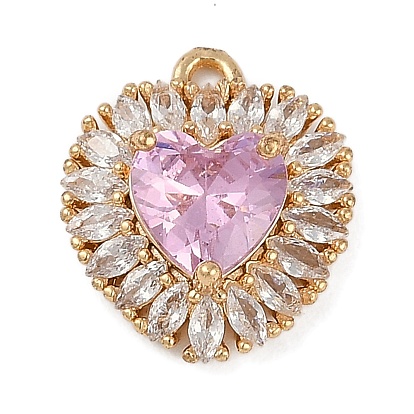 Латунные микропаве прозрачные подвески с фианитом, сердце