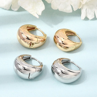 Brass Hoop Earrings for Women, Round