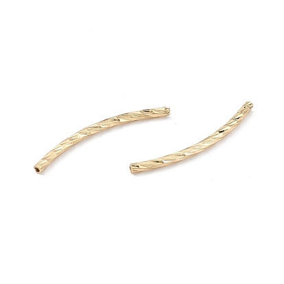 Rack Plating Brass Tube Beads, Fancy Cut Curved Beads, Long-Lasting Plated, Cadmium Free & Lead Free