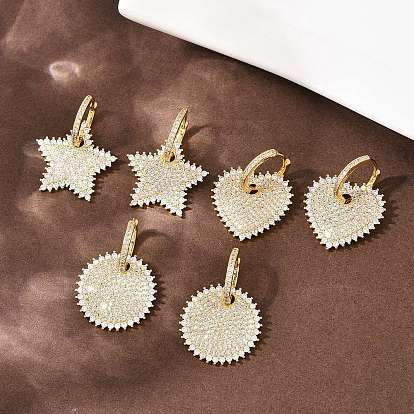 Латунные серьги-кольца из прозрачного кубического циркония, долговечный, стойки покрытие, реальный 18 k позолоченный