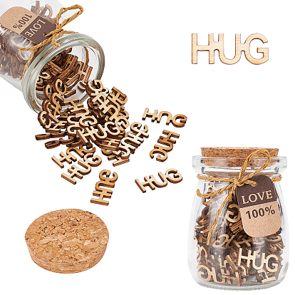 360Pcs Unfinished Wood Piece with 2Pcs Glass Jar Bead Containers