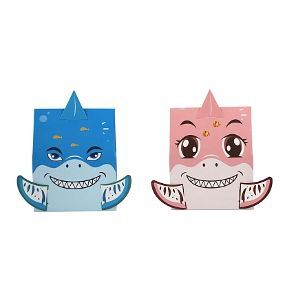 Shark Pattern Fold Paper Candy Boxes, for Bakery and Baby Shower Gift Packaging
