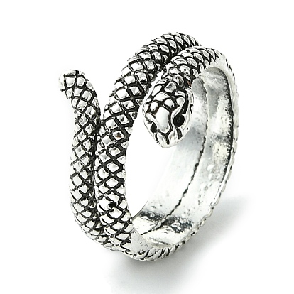 Snake Alloy Wrap Open Cuff Rings, Lead Free & Cadmium Free