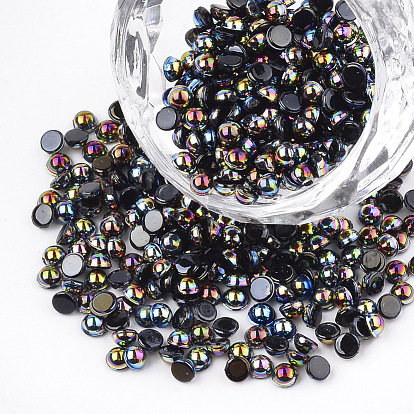 Cabochons acryliques, de couleur plaquée ab , demi-tour