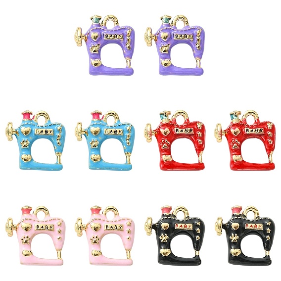 10 pcs 5 breloques en alliage de couleurs, or, machine à coudre charmes