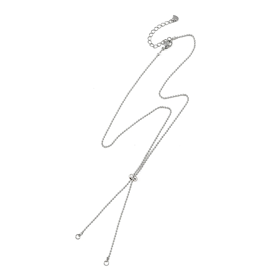 Adjustable 304 Stainless Steel Ball Chains Slider Necklaces Making, with Lobster Clasp