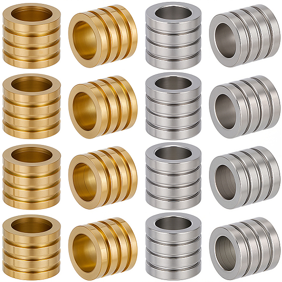 20Pcs 2 Styles 304 Stainless Steel Beads, Column