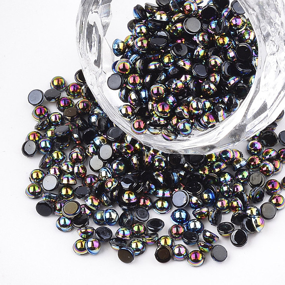 Acryl Cabochons, ab Farbe plattiert, Halbrund