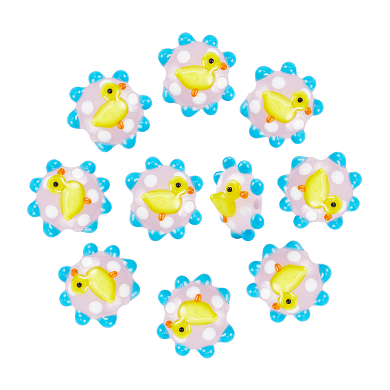10 бусины лэмпворк ручной работы, цветок, утка, неровный