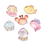 Marine Organism Transparent Resin & Glitter Powder Cabochons, Mixed Color