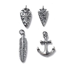 925 подвески из стерлингового серебра с соединительными кольцами, перо/якорь/наконечник стрелы, для изготовления ювелирных изделий, античное серебро