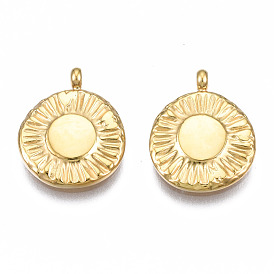 Ion Plating(IP) 304 Stainless Steel Charms, Flat Round