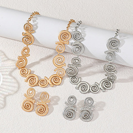 Комплекты из цепочки и сережек-гвоздиков из сплава с вихревыми звеньями для женщин