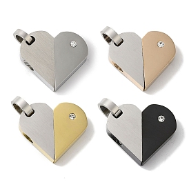 Ion Plating(IP) 304 Stainless Steel Pendants, with Rhinestone, Rotatable, with Jump Ring, Heart & Oval Charm