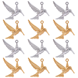 12 шт. 2 цвета 304 подвески из нержавеющей стали, ионное покрытие (ip), прелести колибри