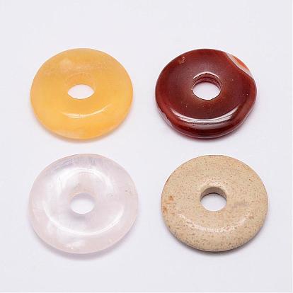 Natural Gemstone Pendants, Donut/Pi Disc