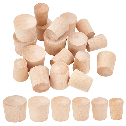 18Pcs 6 Style Bamboo Bottle Stoppers, Trapezoid