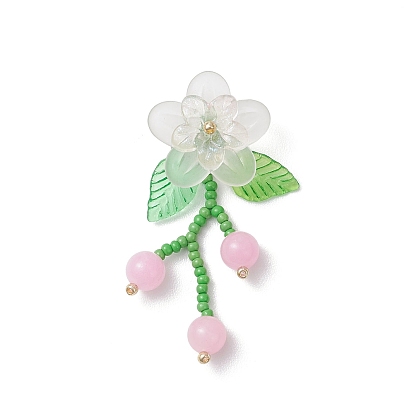 Подвески из стеклянных бусин, цветочные подвески с акриловыми листьями, золотые