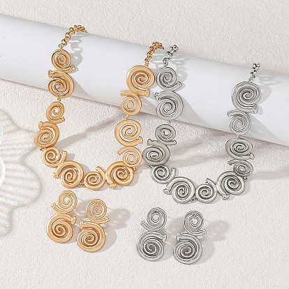 Комплекты из цепочки и сережек-гвоздиков из сплава с вихревыми звеньями для женщин