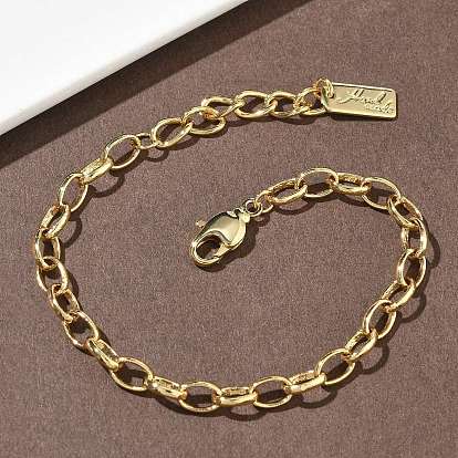 Латунные кабельные цепи браслеты, долговечный, стойки покрытие, без свинца и без кадмия