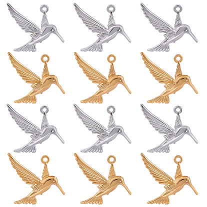 12 шт. 2 цвета 304 подвески из нержавеющей стали, ионное покрытие (ip), прелести колибри