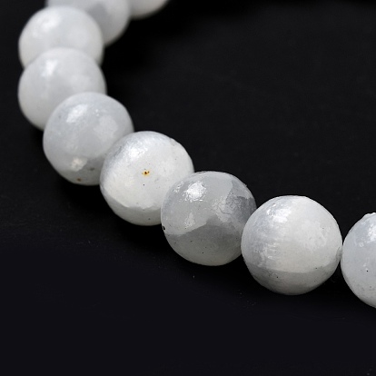 Natural Selenite Beaded Stretch Bracelets, Frosted, Round
