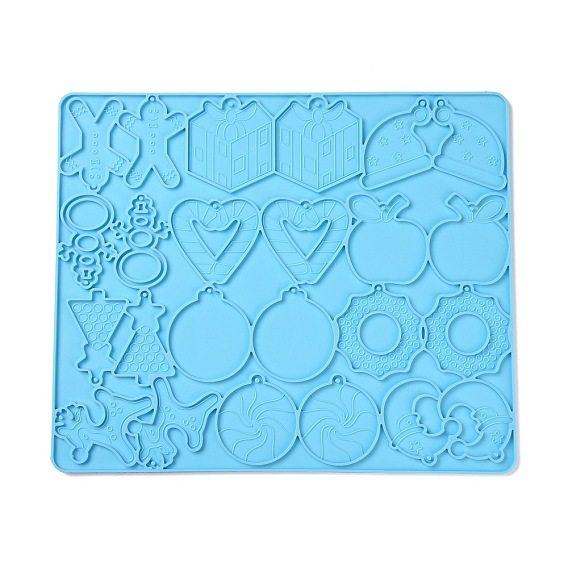 Christmas Theme Pendant Silicone Molds, Resin Casting Molds, for UV Resin, Epoxy Resin Jewelry Making, Mixed Shapes