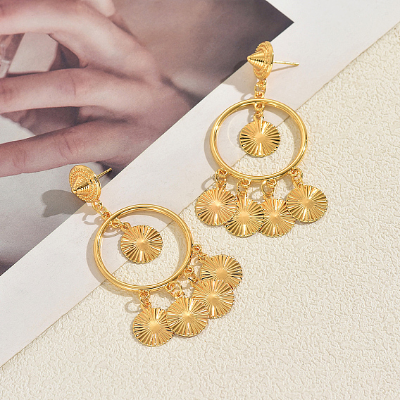 Винтажные серьги-люстры из сплава, плоско-круглые