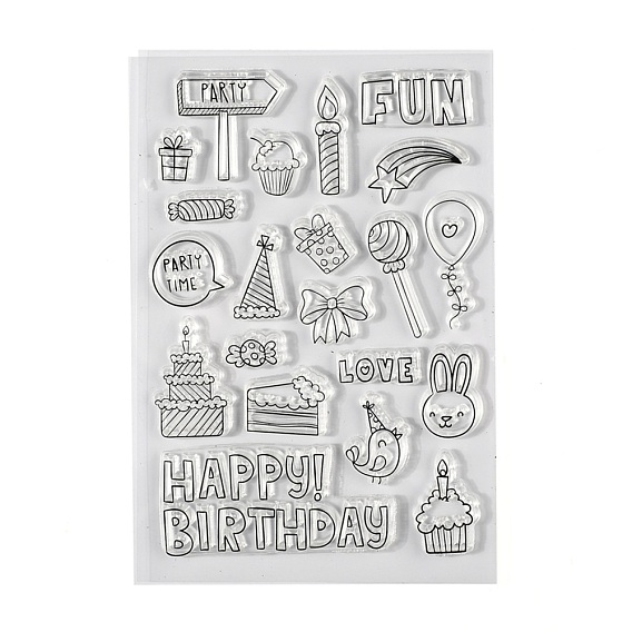 Birthday Silicone Stamps, for DIY Scrapbooking, Photo Album Decorative, Cards Making, Stamp Sheets